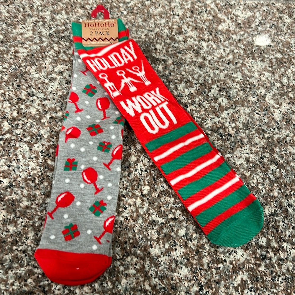 Wine Lovers HoHoHo Christmas socks 2 pack gift set